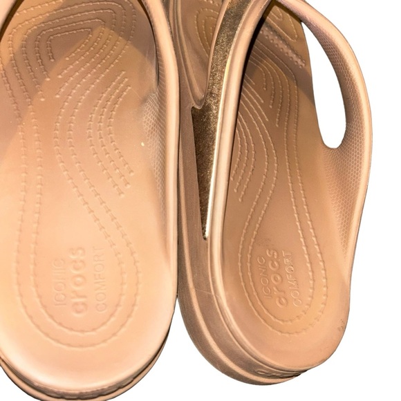 Crocs SLOANE SHINE WEDGE platform thick sole flip flop sandals bronze size 11 - Picture 3 of 6
